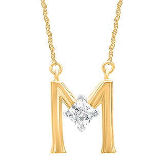 Alpahbet M Moissanite Necklace in 925 Sterling Silver - Adila