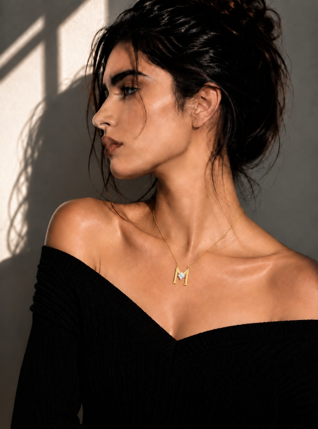 Myra Initial 'M' Moissanite Necklace