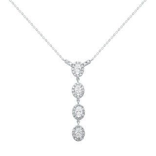 Lumia Oval Halo Necklace in 925 Sterling Silver