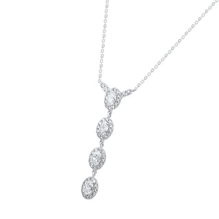 Lumia Oval Halo Necklace in 925 Sterling Silver