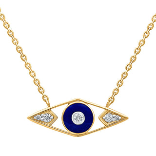 Evil Eye with Blue Enamel and Moissanite Stone Pendant in 925 Sterling Silver - Adila