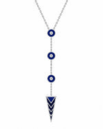 Indira Blue Enamel Moissanite Lariat Necklace
