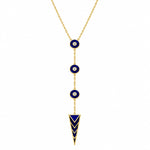 Indira Blue Enamel Moissanite Lariat Necklace