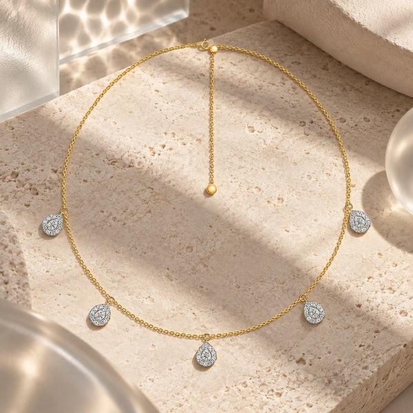 Ira Pear Drop Moissanite Halo Silver Necklace