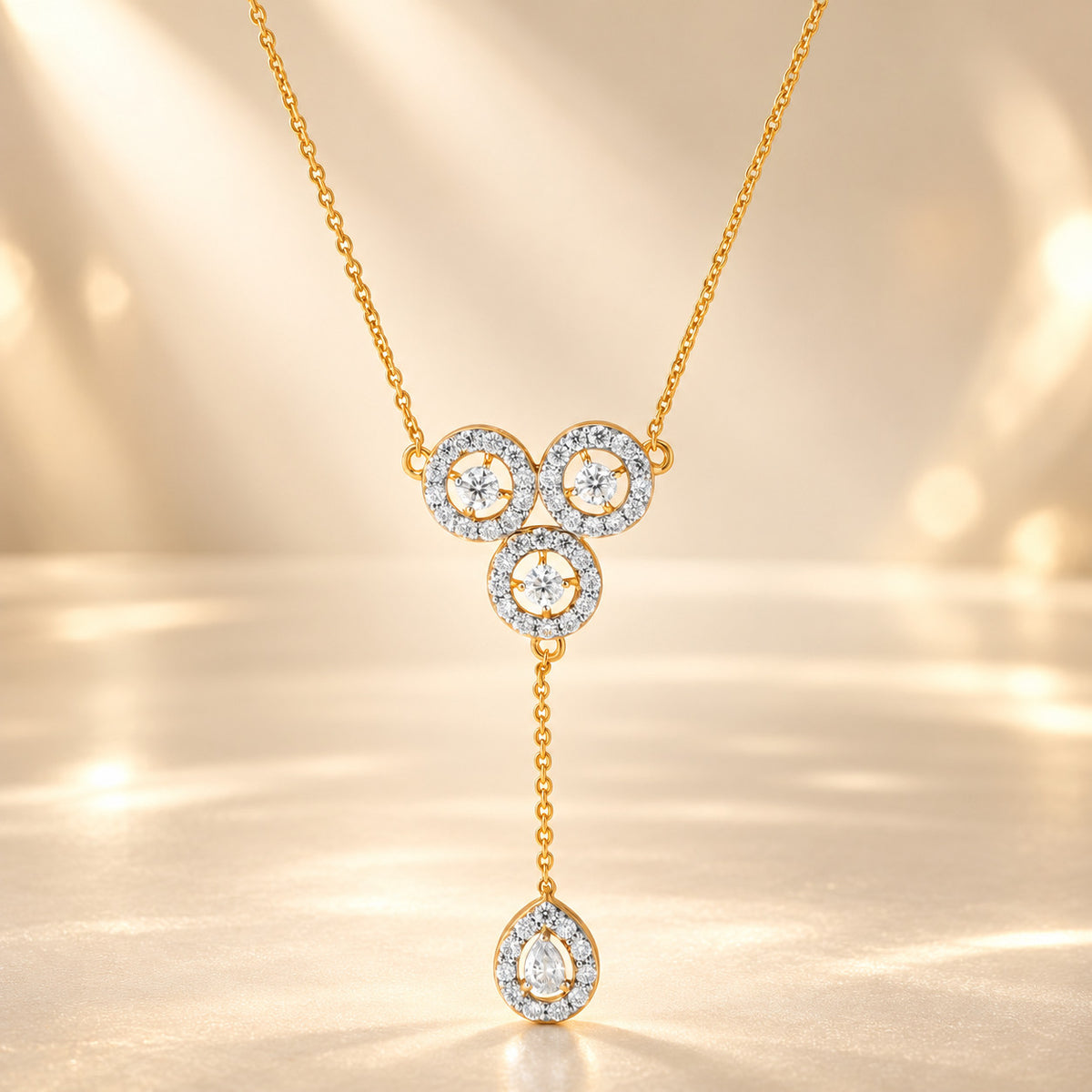 Nova Lariat Halo Drop Moissanite Silver Necklace