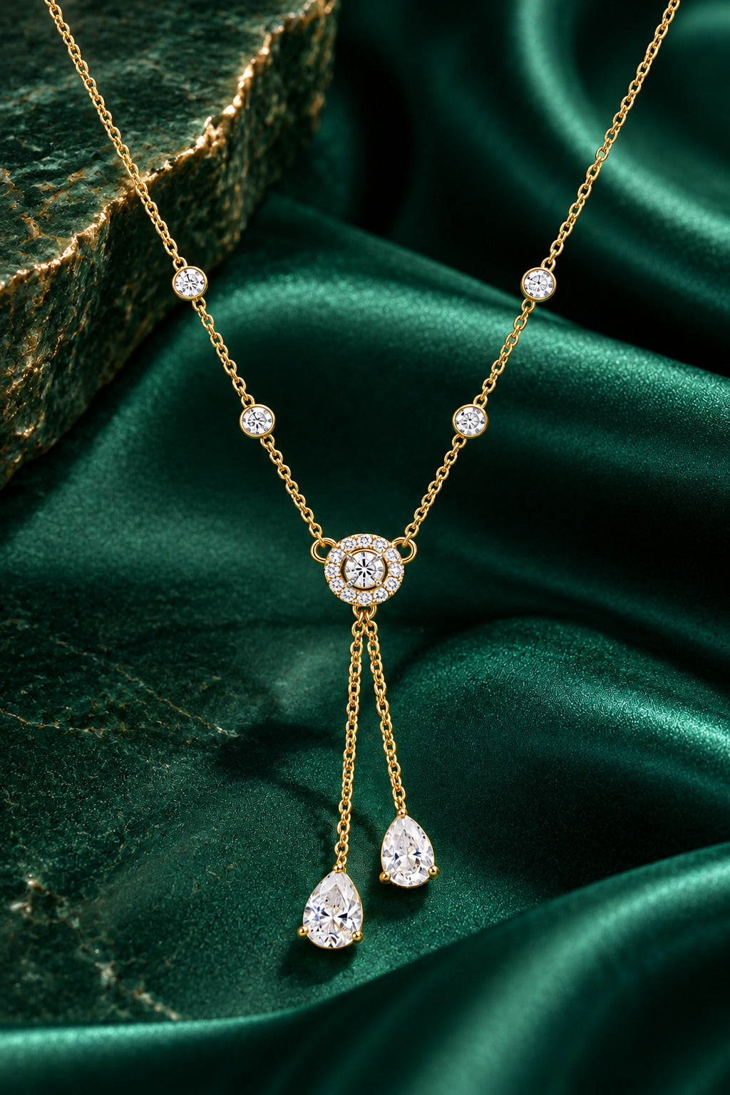 Sitara Glow Halo Moissanite Silver Necklace
