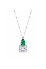 Patakha Patti Emerald & Moissanite Silver Pendant Necklace