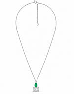 Patakha Patti Emerald & Moissanite Silver Pendant Necklace