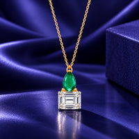 Patakha Patti Emerald & Moissanite Silver Pendant Necklace
