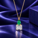 Patakha Patti Emerald & Moissanite Silver Pendant Necklace