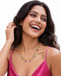 Rang Rave Moissanite & Gemstone Silver Statement Necklace