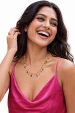 Rang Rave Moissanite & Gemstone Silver Statement Necklace