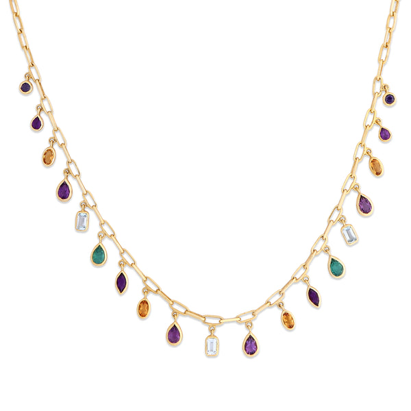 Rang Rave Moissanite & Gemstone Silver Statement Necklace