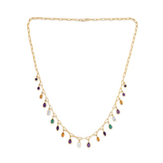 Rang Rave Moissanite & Gemstone Silver Statement Necklace