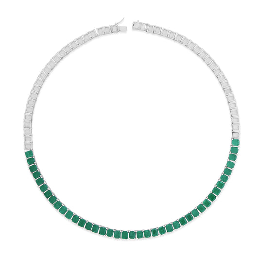 Viridia Necklace with Moissanite and Emerald Stones