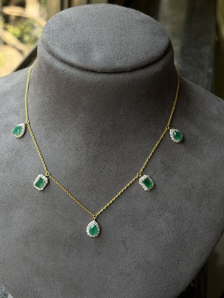 Verdy Pop Cascade Necklace | Silver Emerald & Moissanite Jewelry