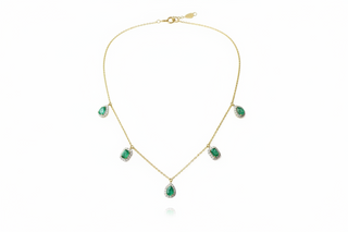 Verdy Pop Cascade Necklace | Silver Emerald & Moissanite Jewelry