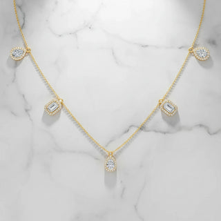 Talia Multi-shape Halo Necklaces | Adila Jewels