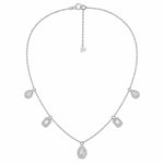 Talia Multi-Shape Halo Necklace in Silver & Moissanite