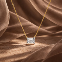 Alia 1.00 carat Solitaire Necklace - emerald-cut moissanite in 925 Sterling Silver