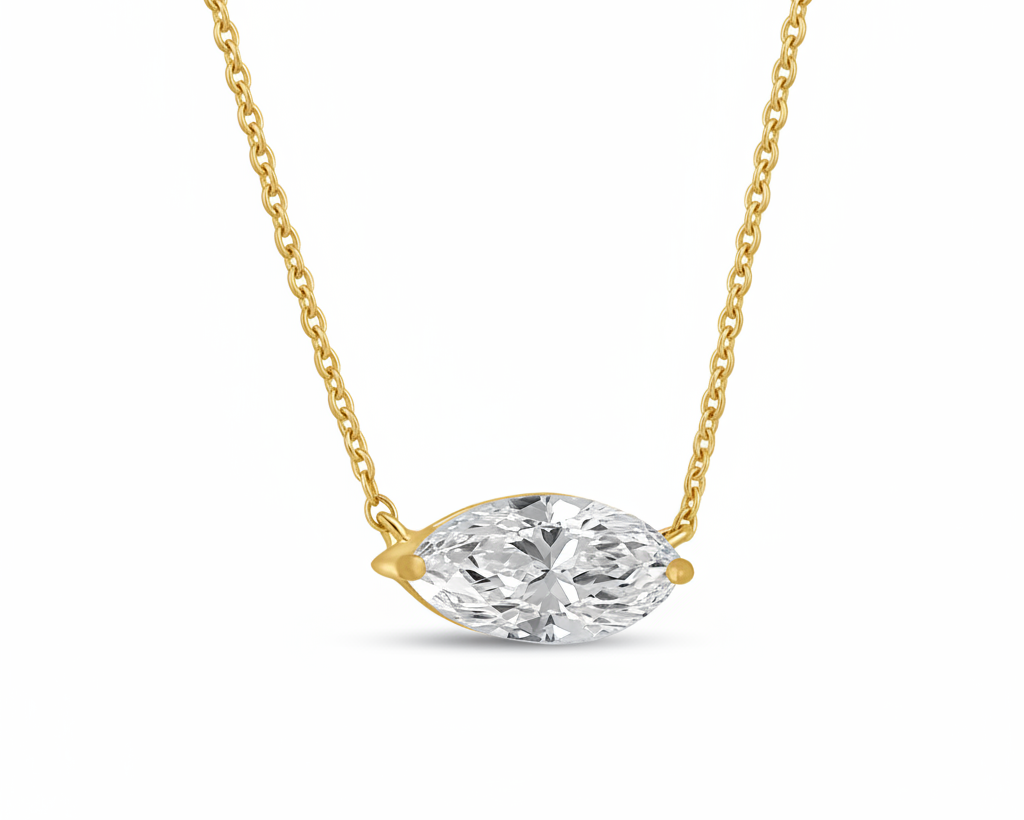 Sara 1.50 carat Marquise Moissanite Silver Necklace