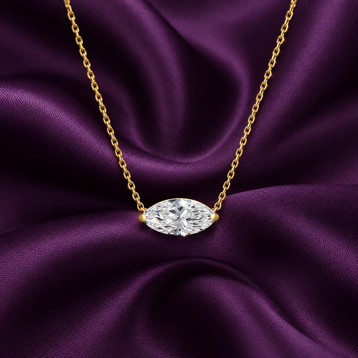 Sara 1.50 carat Marquise Moissanite Silver Necklace