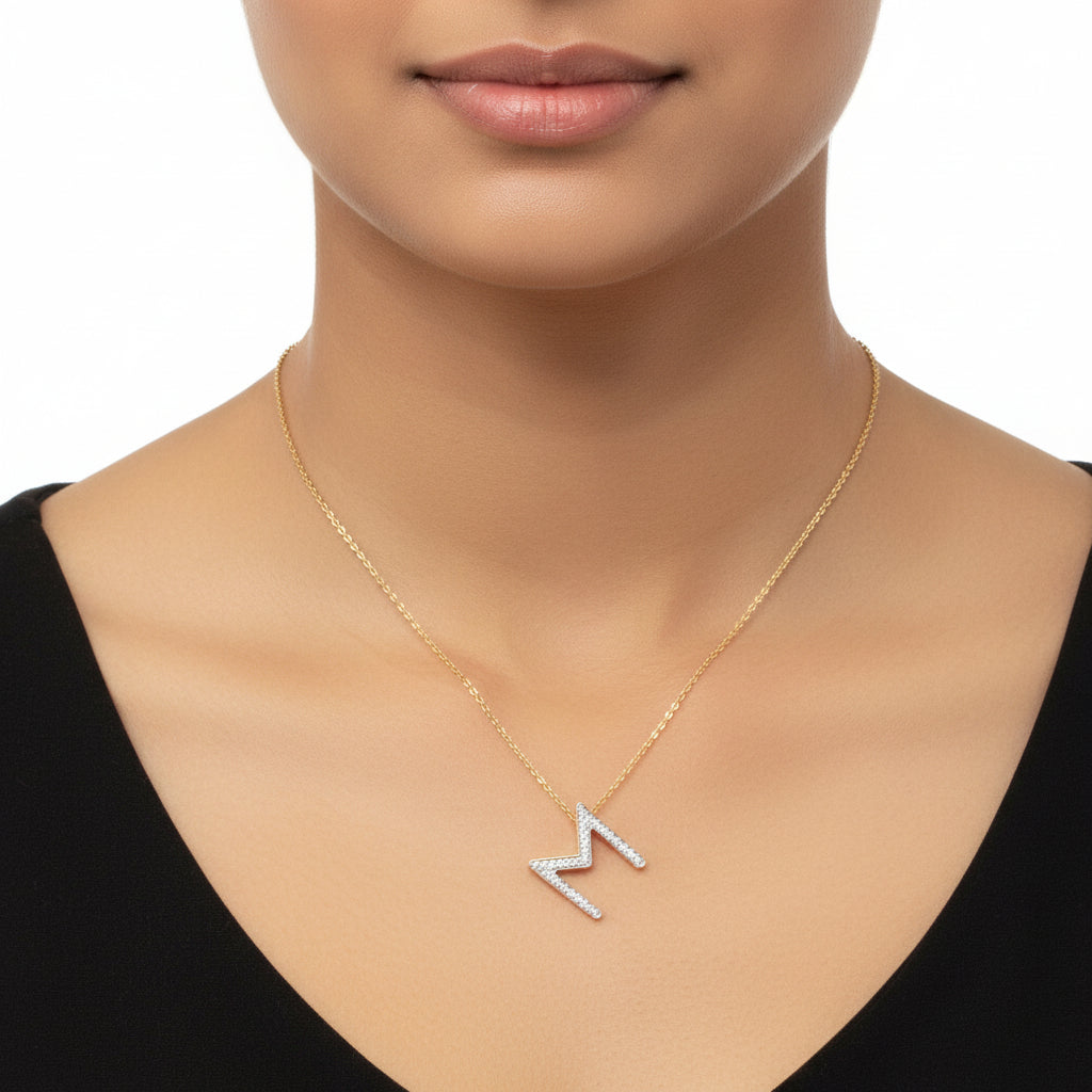 Classic M Moissanite Necklace | Initial Pendant by Adila