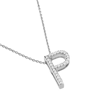 Classic P Moissanite Initial Pendant | Silver Personalized Pendant Adila