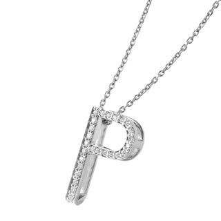 Classic P Moissanite Initial Pendant | Silver Personalized Pendant Adila