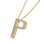 Classic P Moissanite Initial Pendant | Silver Personalized Pendant Adila