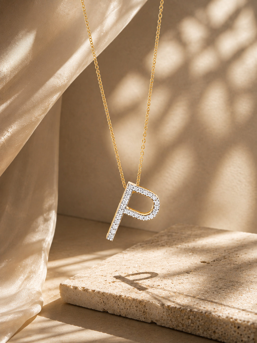 Classic P Moissanite Initial Pendant