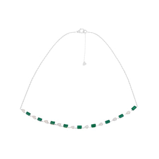 Ishira Silver Emerald Moissanite Necklace