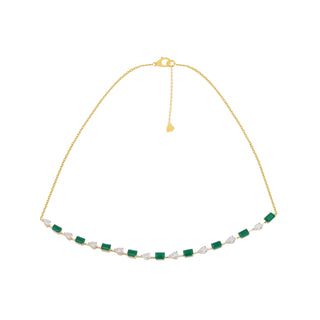 Ishira Silver Emerald Moissanite Necklace