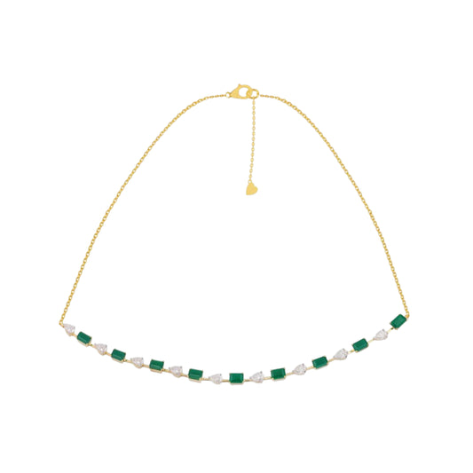 Ishira Silver Emerald Moissanite Necklace
