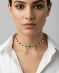 Ishira Silver Emerald Moissanite Necklace