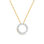 Silver  pendant with a diamond moissanite-studded circular pendant on a white background