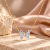 Elan Butterfly Silver Moissanite Necklace