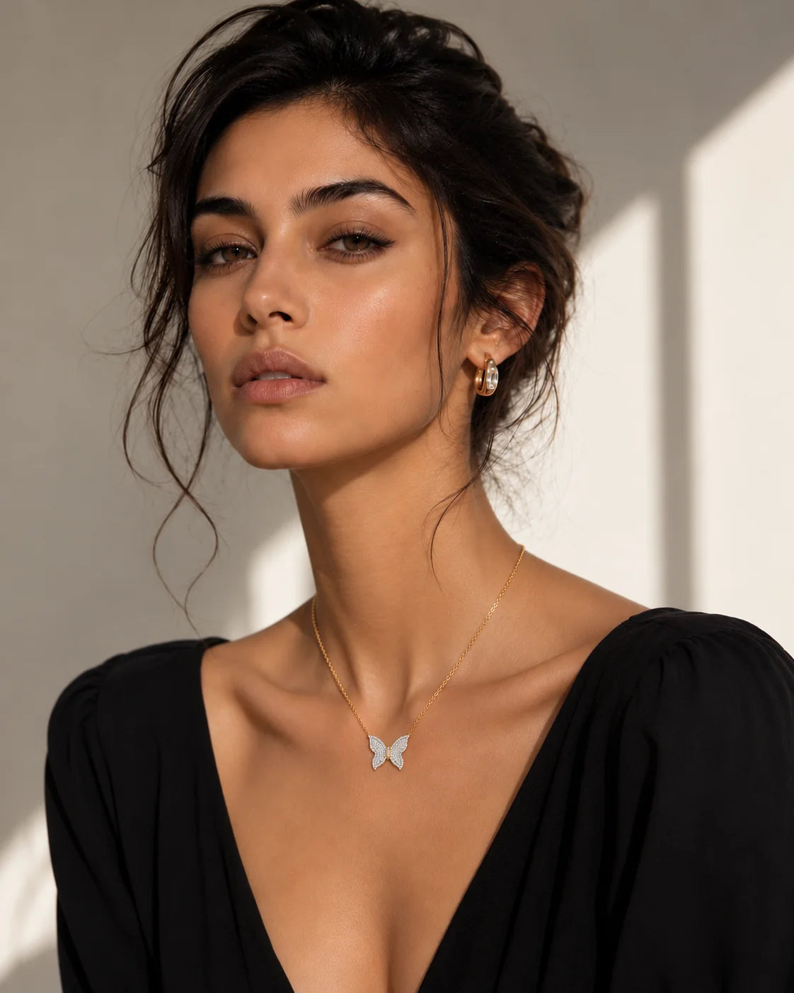 Elan Butterfly Silver Moissanite Necklace