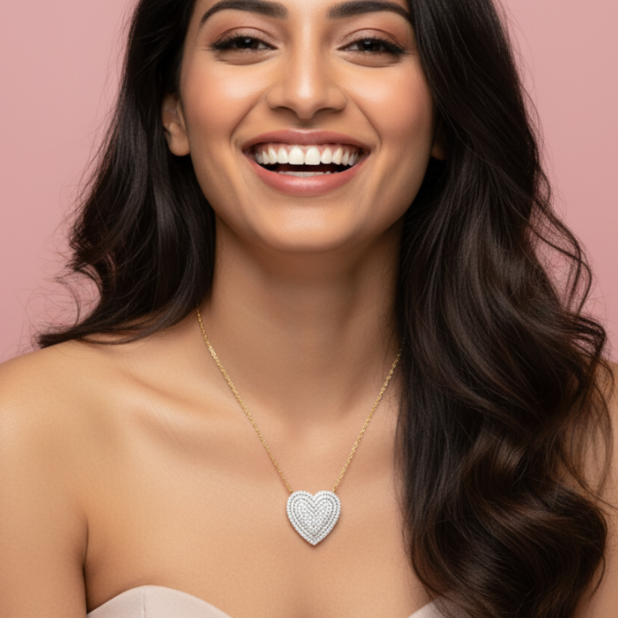 Zira Heart Silver Moissanite Necklace