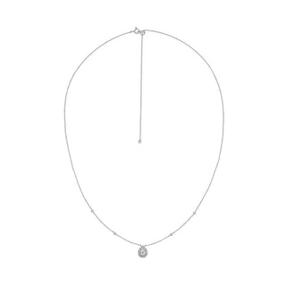 Pear Shape Halo Moissanite Necklace in 925 Sterling Silver - Adila