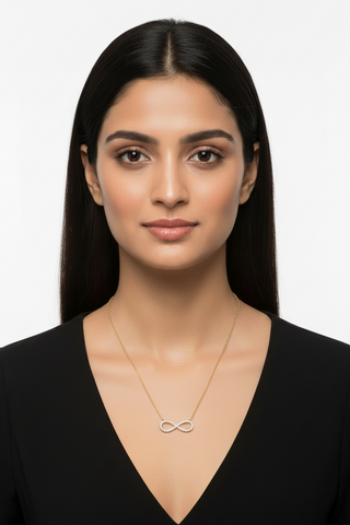 Nitya Infinite Silver Moissanite Necklace | Silver Infinite Pendant | Adila Jewels