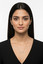 Nitya Infinite Silver Moissanite Necklace | Silver Infinite Pendant | Adila Jewels