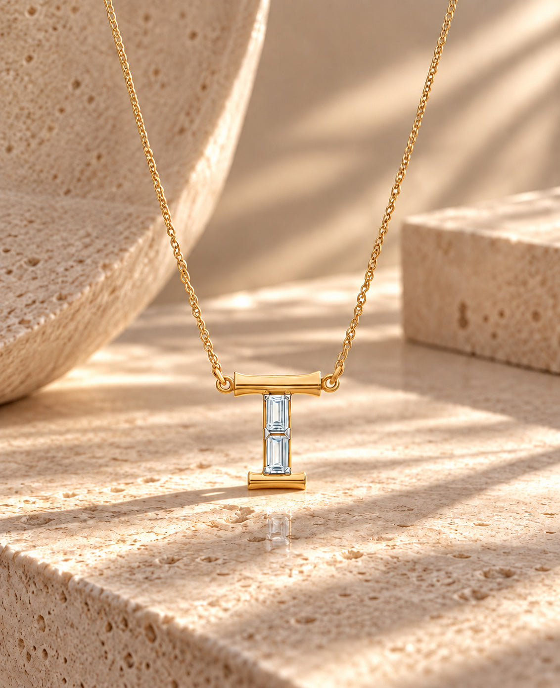 Isha Initial 'I' Moissanite Necklace