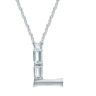 Alpahbet L Moissanite Necklace in 925 Sterling Silver - Adila