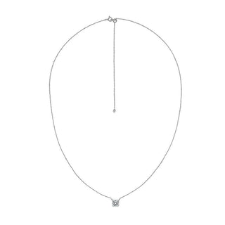 Round Solitaire Necklace with Diamonds in 925 Sterling Silver - Adila