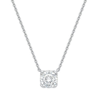 Round Solitaire Necklace with Diamonds in 925 Sterling Silver - Adila