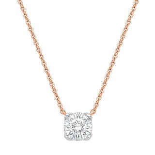 Round Solitaire Diamond Necklace in Gold - Adila