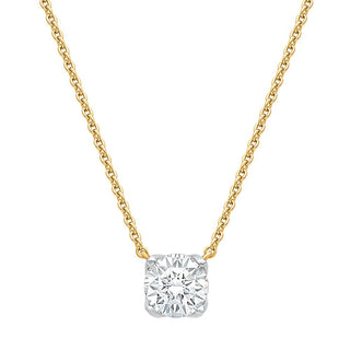 Round Solitaire Necklace with Diamonds in 925 Sterling Silver - Adila