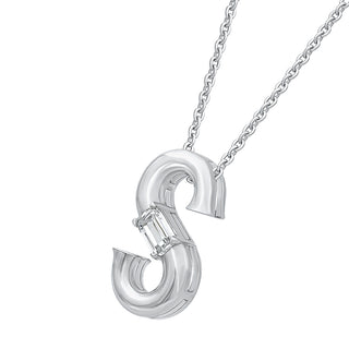 Alpahbet S Moissanite Necklace in 925 Sterling Silver - Adila