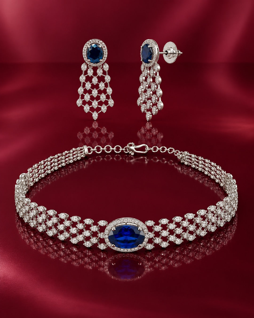 Evelyn Blue Choker Necklace Set